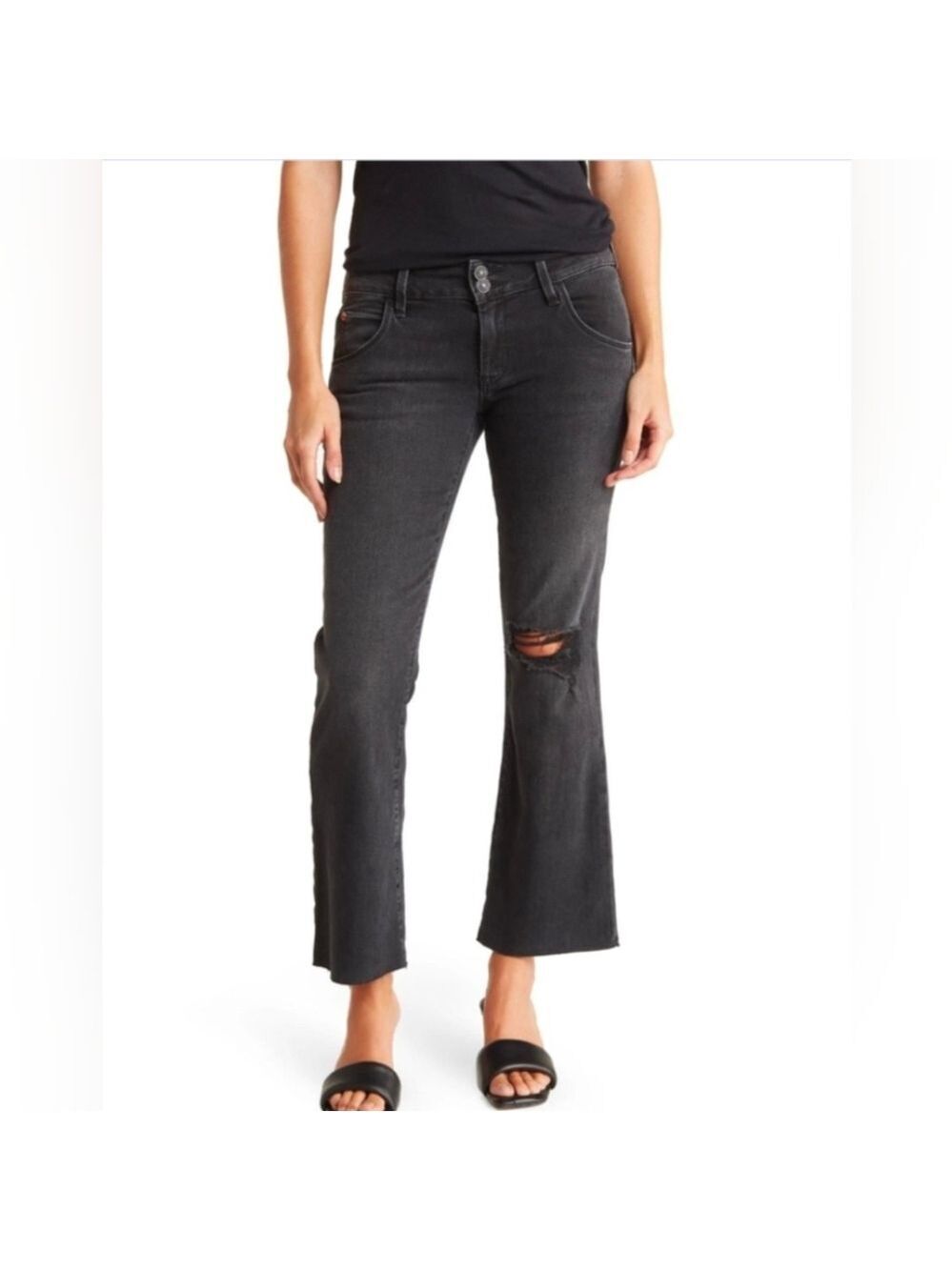 Hudson Jeans Collin Raw-Edge Mid Rise Cropped Jeans Size 26